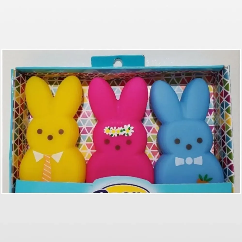 New Peeps Pet Toy Dog Squeaky Bunny Rabbit 3ct Vinyl Gift NWT